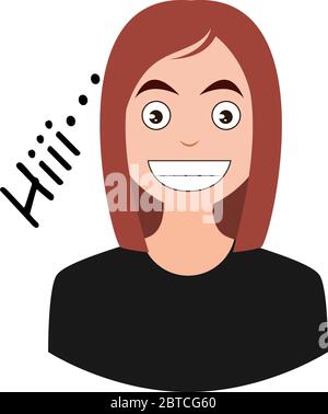 Girl saying hi, illustration, vector on white background Stock Vector