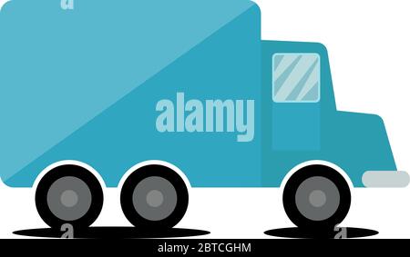 Blue truck, illustration, vector on white background Stock Vector
