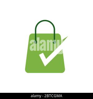 shopping bag check mark vector design template illustration Stock Vector