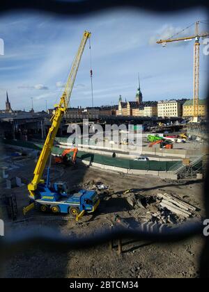 Sweden, Stockholm - September 16 2018: the view of construction in Gamla Stan on September 16 2018 in Stockholm, Sweden.