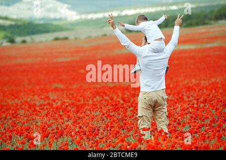 Father with his son in nature. Stock Photo