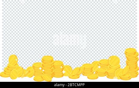 Coins. Heap of gold dollars. Flat vector cartoon illustration. Stock Vector