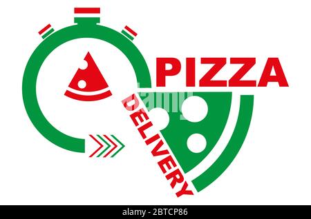 Fast Speedy Pizza Delivery Vector Drawing Sign Stock Vector