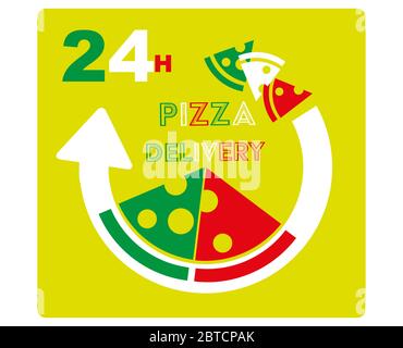 Fast Speedy Pizza Delivery Vector Drawing Sign Stock Vector