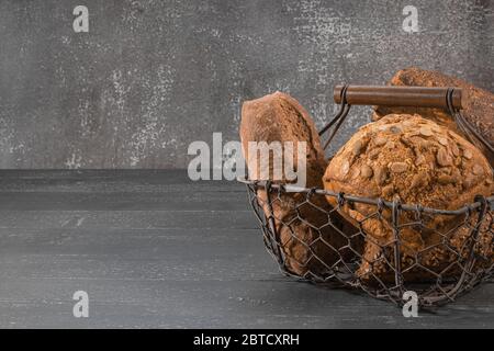 breakfast rolls on wooden background Stock Photo