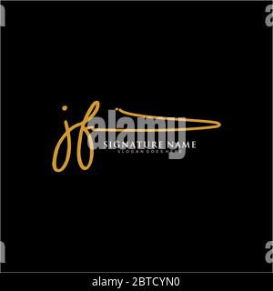 JF Initial letter handwriting and signature logo. A concept handwriting ...