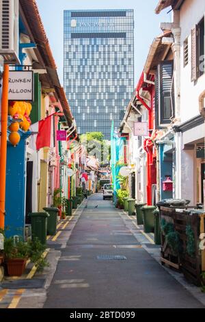 Ghostly view of Haji Lane with no people because of the covid-19 pandemic, Singapore Stock Photo