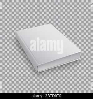 3d Blank book template with white cover on transparent background, perspective top view. Realistic Mock Up of books, Isolated vector Stock Vector