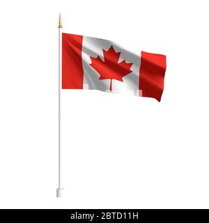 Vector realistic Canada Flag. 3D waving flag textile. Template for products, advertizing, banners, leaflets, certificates and postcards. illustration Stock Vector