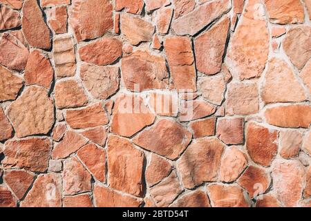 vintage pavement texture, Red pavers for background and texture, Old limestone sandstone wall Stock Photo
