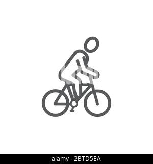 Cyclist line icon on white background Stock Vector