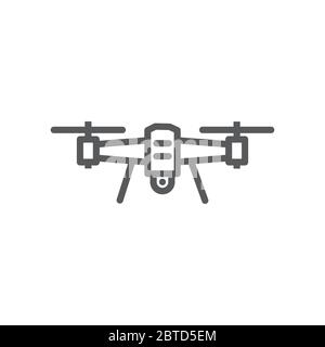 Drone line icon on white background Stock Vector