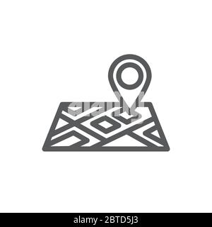 Map line icon on white background Stock Vector