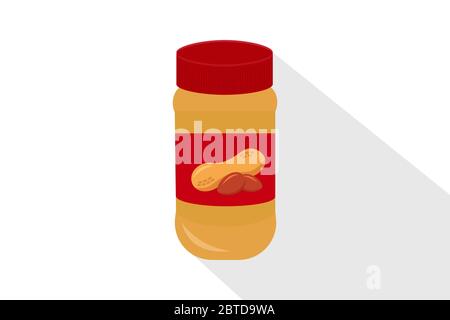 Vector peanut butter bottle icon, flat design Stock Vector