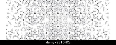 Arabic, islamic grey pattern. Tile seamless vector pattern. Geometric halftone border with color arabic disintegration Stock Vector