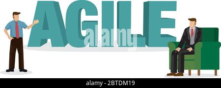 Business discussion about the methodology of Agile business concept. Business strategy transformation for the organization. Isolated vector illustrati Stock Vector