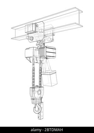 Winch or lifting machine concept outline. Vector Stock Vector