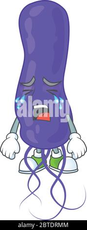 A crying blue spirila cartoon character drawing concept Stock Vector