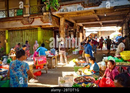 Morning Market in Ubud, Bali Island, Indonesia. The Morning Market that opens in the first hours of the morning Stock Photo