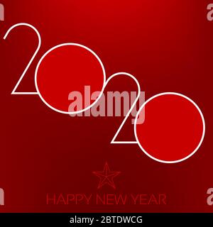 Vector illustartion. Happy year 2020 background in red tones. Stock Vector