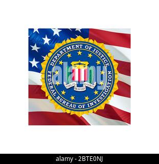 Fbi Mini Flag Federal Bureau of Investigation FBI flag USA flag waving in wind ...