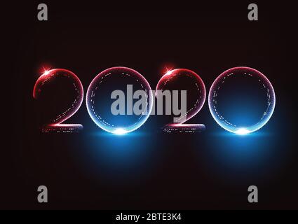 Modern futuristic Technology abstract neon font and alphabet for 2020. Stock Vector
