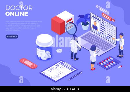Online Doctor and Medical Diagnostics Isometric Stock Vector