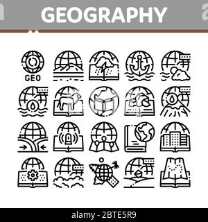 Geography Education Collection Icons Set Vector Stock Vector