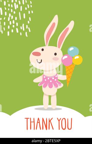 Funny cartoon hand drawn poster with rabbit Stock Vector