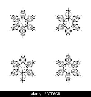 Snowflakes in ethnic style. Seamless pattern. Symmetrical rectangular arrangement. For winter, New Year, Christmas projects Stock Vector