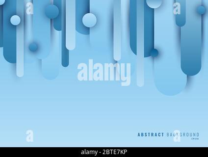 Abstract blue geometric circle rounded line shape overlapping layer on light blue background. Vector illustration Stock Vector