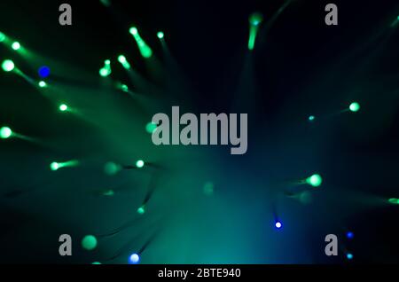 Blurred abstract pink and blue bokeh lights. Fiber optic defocused background. Backdrop for your design Stock Photo