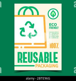 Reusable Packaging Promotional Flyer Banner Vector Stock Vector