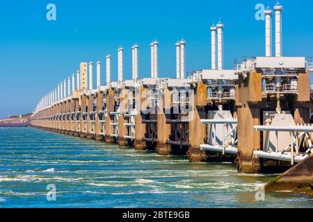 Section of the Eastern Scheldt storm surge barrier in Zeeland Netherlands Stock Photo