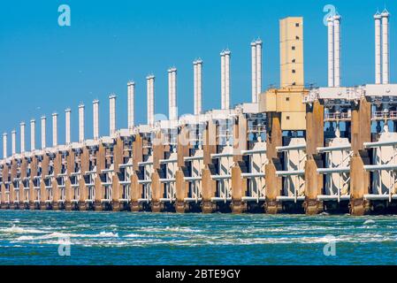 Delta Works Eastern Scheldt storm surge barrier in Zeeland Netherlands Stock Photo