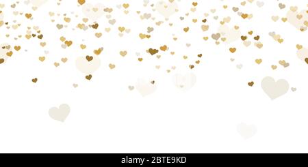 seamless background with different golden colored confetti hearts for valentine time, mother's day or love concepts Stock Vector