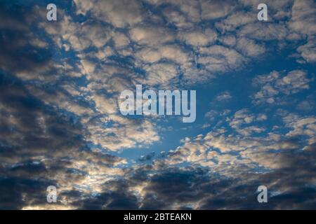 Beautiful sky full of altocumulus clouds. Stock Photo