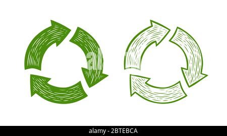 Recycle sign sketch. Waste recycling vector illustration Stock Vector