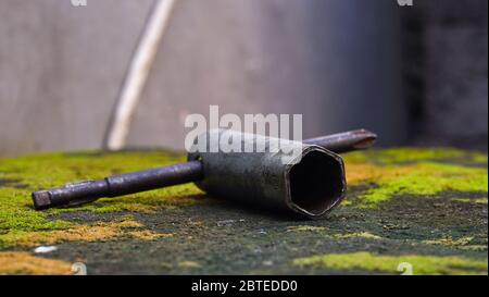 Close up of the T-shaped wrench Stock Photo