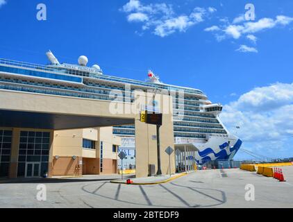 FORT LAUDERDALE, USA - MARCH 20, 2017 : Royal Princess ship docked in Port Everglades in Fort Lauderdale. Royal Princess ship is operated by Princess Stock Photo