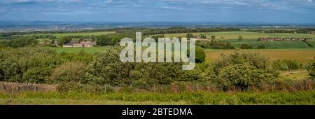 Panoramic view from the summit of Billinge Hill near St Helens in Merseyside Stock Photo