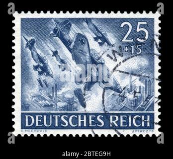 German historical stamp: Dive bombers Junkers Ju 87, Stuka - one of the symbols of the blitzkrieg, the bombing of oil refineries, Wehrmacht day 1943