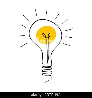 Electic light bulb doodle pictogram. Single idea symbol isolated on ...