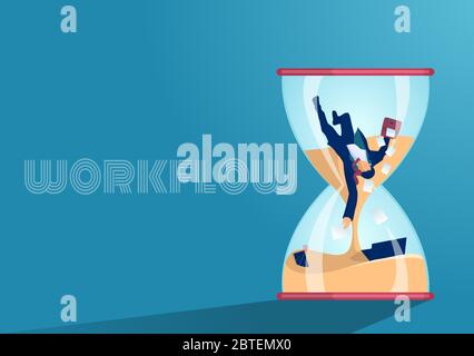 Vector of a busy businessman having long working hours Stock Vector