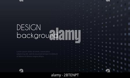 Black minimal abstract background. Vector banner template. Dotted perspective backdrop Stock Vector