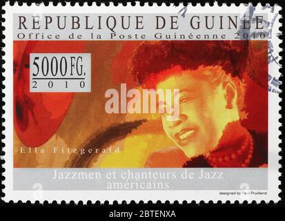 Ella Fitzgerald on postage stamp of Guinea Stock Photo
