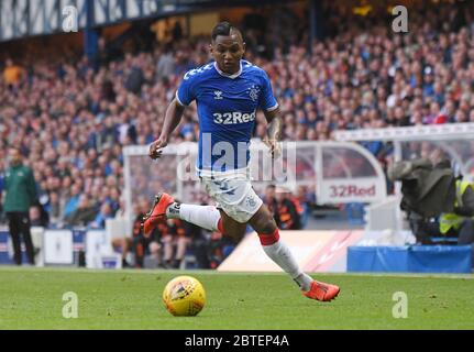 GLASGOW, SCOTLAND - JULY 18, 2019: Alfredo Morelos of Rangers pictured during the 2nd leg of the 2019/20 UEFA Europa League First Qualifying Round game between Rangers FC (Scotland) and St Joseph's FC (Gibraltar) at Ibrox Park. Stock Photo