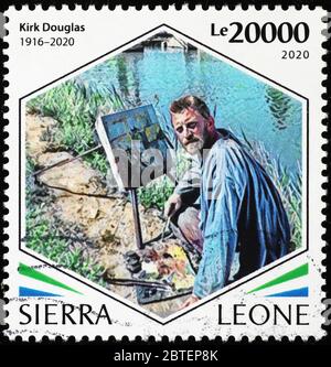 Kirk Douglas as Vincent van Gogh on postage stamp Stock Photo