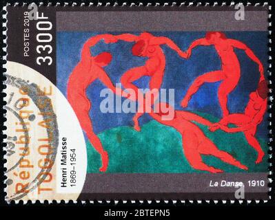 La danse by Henry Matisse on postage stamp Stock Photo