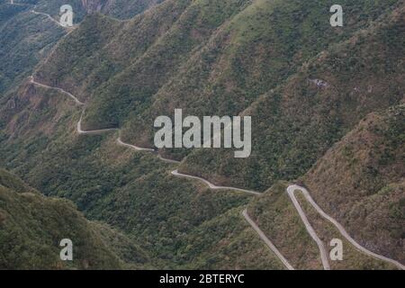 Lauro Muller, Santa Catarina, Brazil - May 22, 2020: Sinuous road in the mountains of Serra do Rio do Rastro Stock Photo